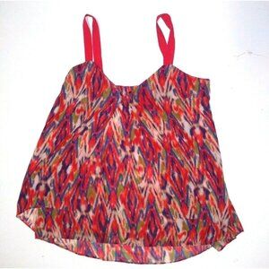 Nicole Miller tank top swing top Sz L geometric aztec print multicolor EUC